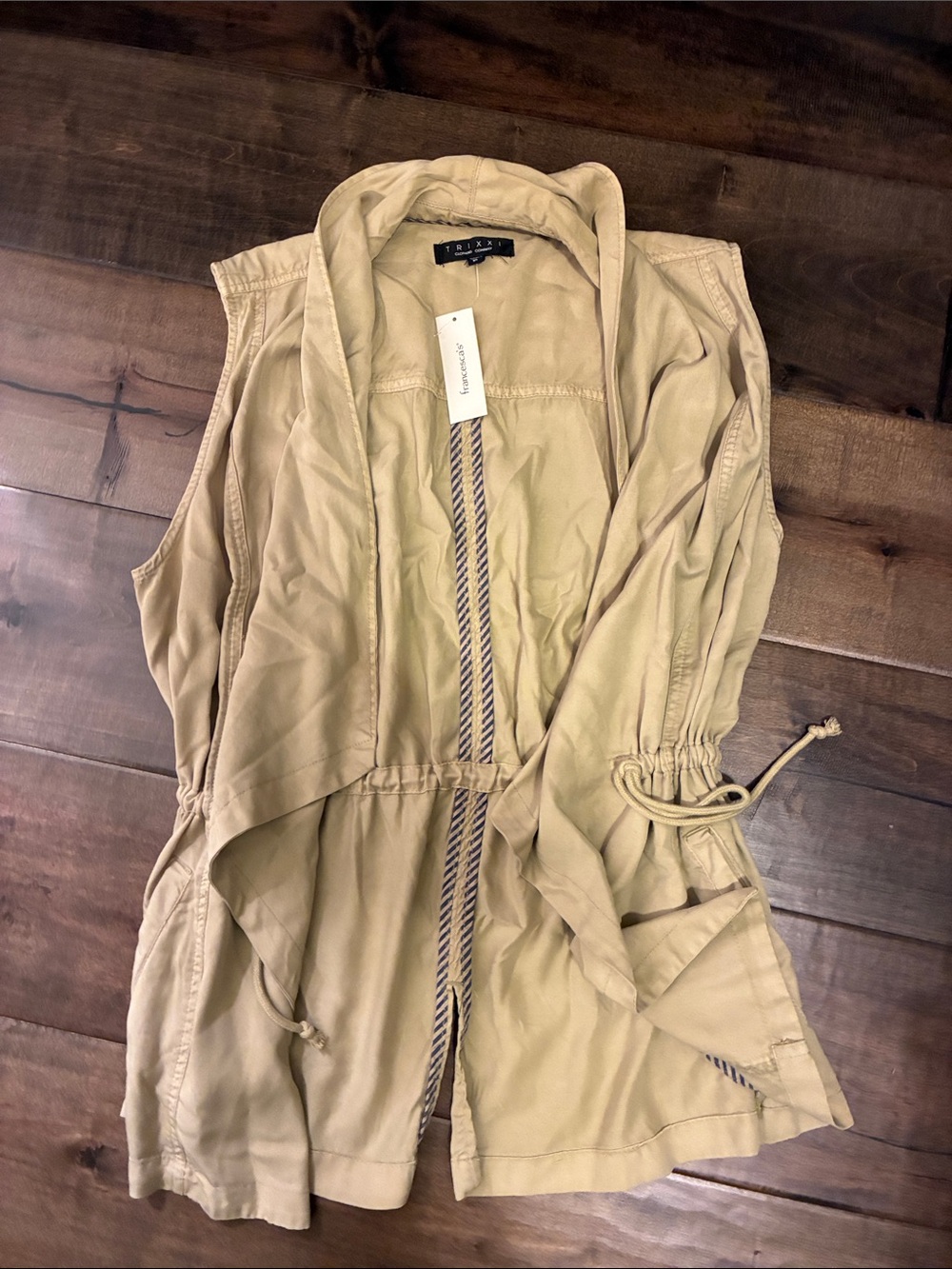 Trixxi Taupe Drawstring Utility Vest